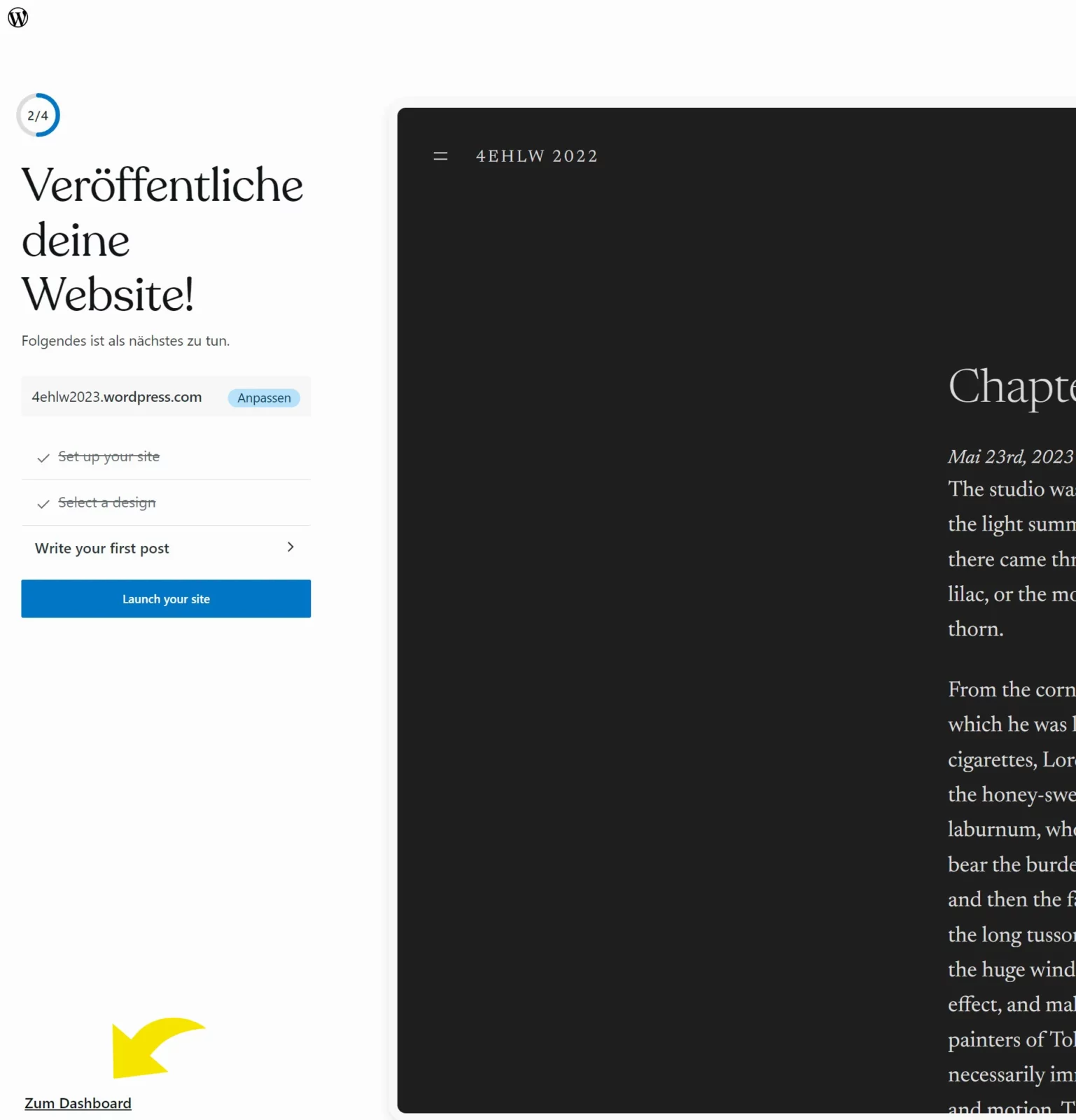 Veröffentliche Deine Website